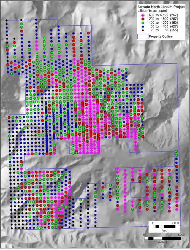 Surge Battery Metals' Surface Soil Samples Map