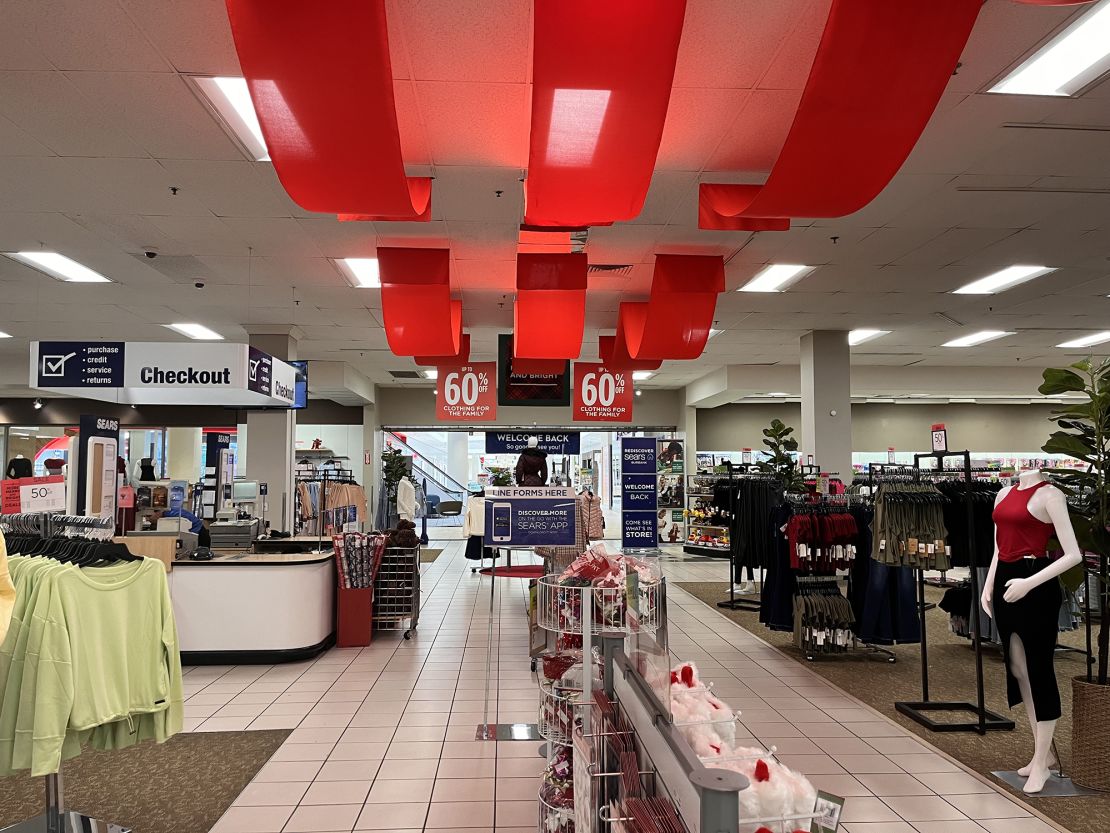 The apparel section of the reopened Sears in Burbank, CA offering up to 60% off of clothing on December 1.