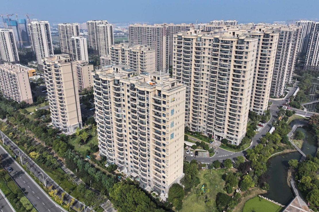 This aerial photo taken on October 18, 2023 shows buildings of China's developer Country Garden Holdings in Suqian, in China's eastern Jiangsu province. (Photo by AFP) / China OUT (Photo by STR/AFP via Getty Images)