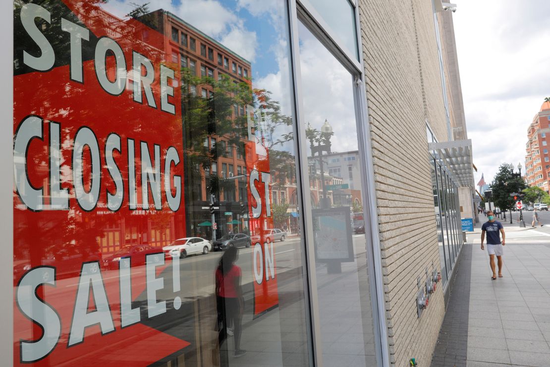 A sign in the windows of Lord & Taylor, advertising a store closing sale, in 2020.