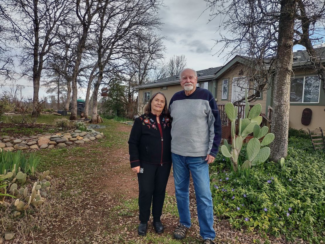 Diana Wright Troxell and her husband Bruce at their home in Cottonwood, California.