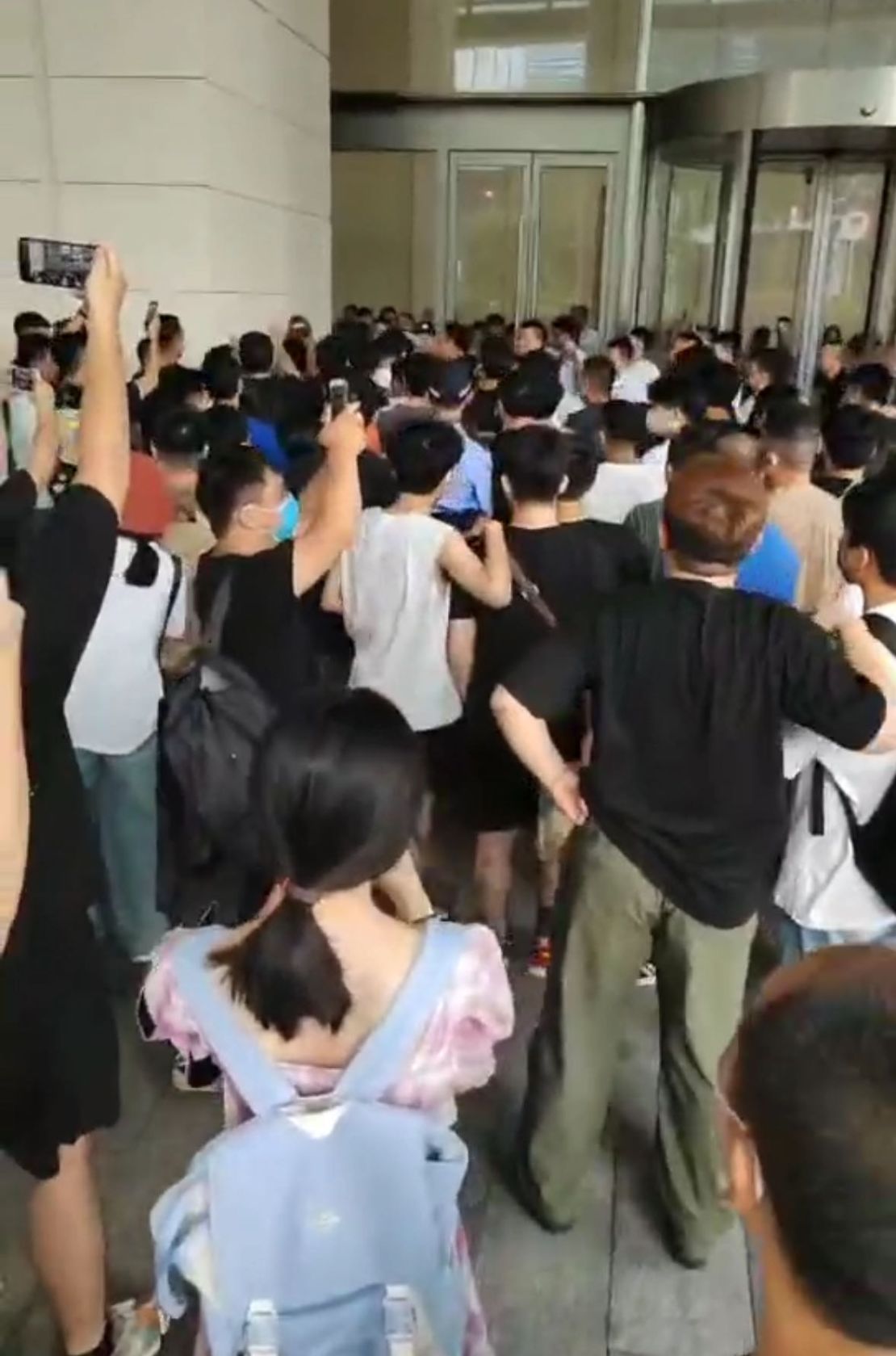 Temu suppliers protesting at the Aoyuan Group Mansion in Guangzhou, China, on July 29.